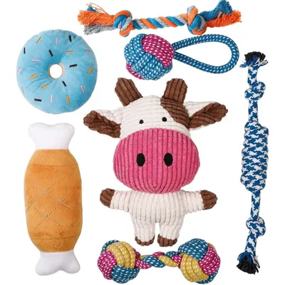 Lot de 7 jouets pour chien comprend de jolis jouets couineurs en peluche Lot de 7 jouets pour chien comprend de jolis jouets couineurs en peluche