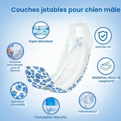 Couches pour Chiens Mâles,20 pièces,Couches pour Chiens,Couche Couches pour Chiens Mâles,20 pièces,Couches pour Chiens,Couche