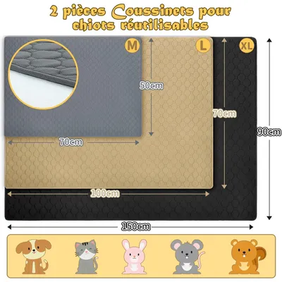 Lot de 2 gris,  tapis d'entraînement pour chien et chat