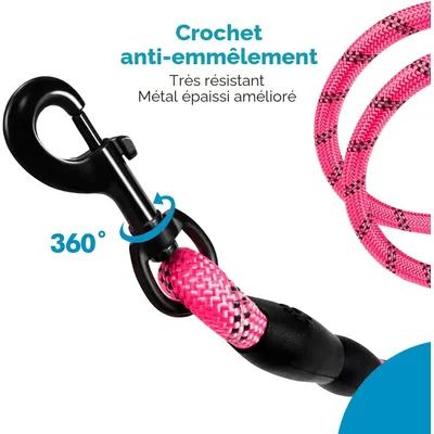Laisse de Dressage pour Chien, Rembourrée, Poignée,Rose Laisse de Dressage pour Chien, Rembourrée, Poignée,Rose