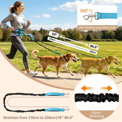 Laisse Main Libre Chien avec Ceinture Réglable et Sac Banane Laisse Main Libre Chien avec Ceinture Réglable et Sac Banane