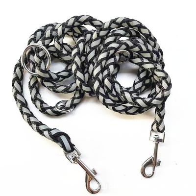 Laisse pour Chien en Nylon et des Fils réfléchissants, 2,5 m Noire