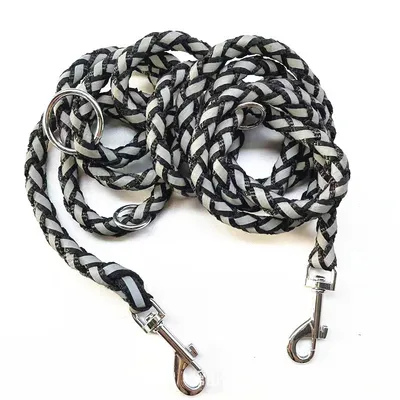 Laisse pour Chien en Nylon et des Fils réfléchissants, 2,5 m Noire Laisse pour Chien en Nylon et des Fils réfléchissants, 2,5 m Noire