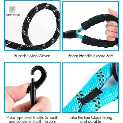 Laisse de Dressage pour Chien, Rembourrée, Poignée,Bleu Laisse de Dressage pour Chien, Rembourrée, Poignée,Bleu