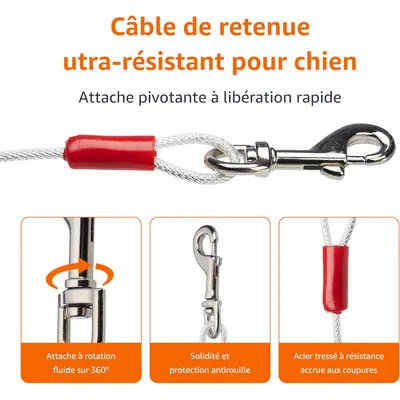 Basics Câble d'attache pour chiens, Argent Basics Câble d'attache pour chiens, Argent
