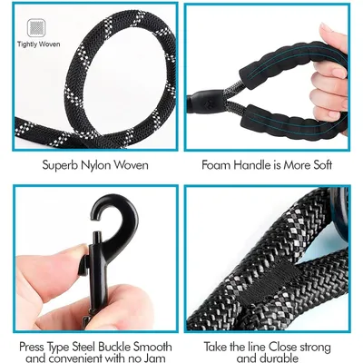 Laisse de Dressage pour Chien, Rembourrée, Poignée,Noir Laisse de Dressage pour Chien, Rembourrée, Poignée,Noir