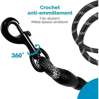 Laisse de Dressage pour Chien, Rembourrée, Poignée,Noir Laisse de Dressage pour Chien, Rembourrée, Poignée,Noir
