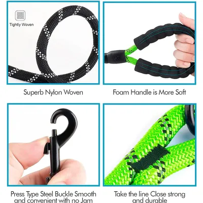Laisse de Dressage pour Chien, Rembourrée, Poignée,Vert Laisse de Dressage pour Chien, Rembourrée, Poignée,Vert