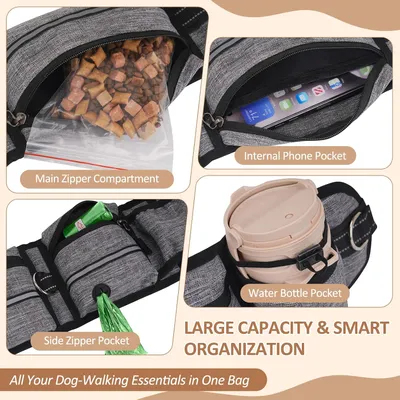 Laisse Main Libre Chien avec Ceinture Réglable et Sac Banane Laisse Main Libre Chien avec Ceinture Réglable et Sac Banane