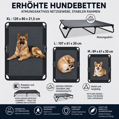 Yommy | Erhöhtes Hundebett | Klappbar und Atmungsaktiv Yommy | Erhöhtes Hundebett | Klappbar und Atmungsaktiv