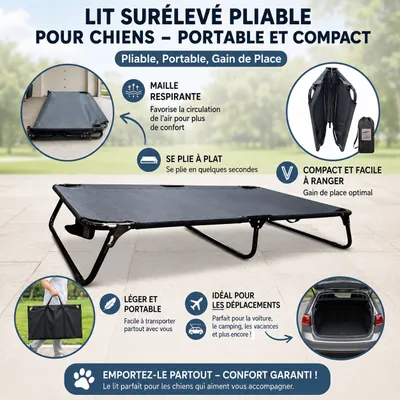 Yommy | Lit Surélevé pour Chien | Pliable et Respirant Yommy | Lit Surélevé pour Chien | Pliable et Respirant