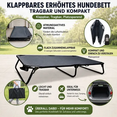Yommy | Erhöhtes Hundebett | Klappbar und Atmungsaktiv Yommy | Erhöhtes Hundebett | Klappbar und Atmungsaktiv