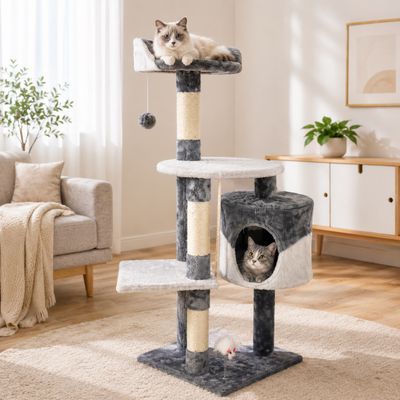 Yommy Arbre à Chat avec Niche, Bulle Acrylique et Échelle