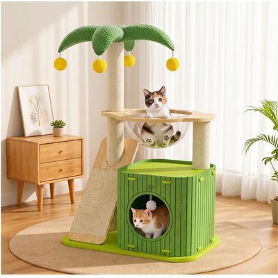 Yommy Arbre à Chat avec Niche, Bulle Acrylique et Échelle