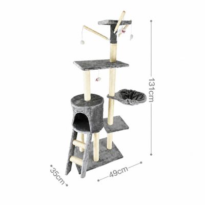 Yommy Arbre à Chat 131 cm avec Niche et Hamac