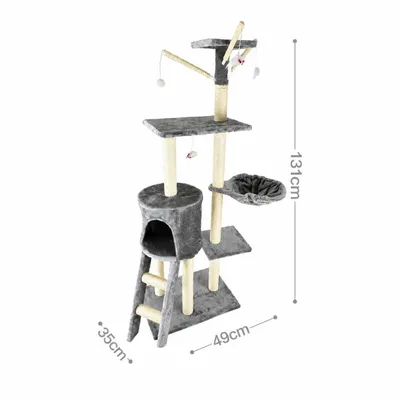 Yommy Arbre à Chat 131 cm avec Niche et Hamac