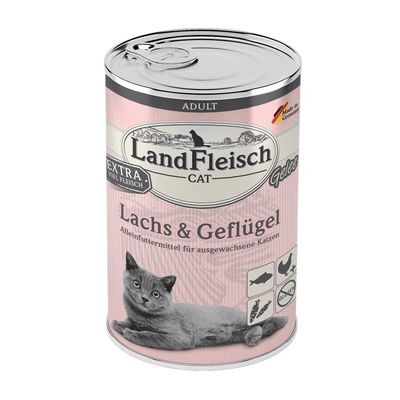 LandFleisch Cat Adult Gelee mit Lachs & Geflügel 6x400g