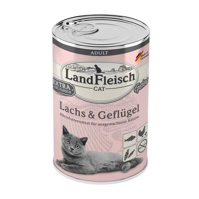 LandFleisch Cat Adult Gelee mit Lachs & Geflügel 6x400g