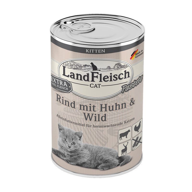 LandFleisch Cat Kitten Pastete Rind+Huhn+Wild