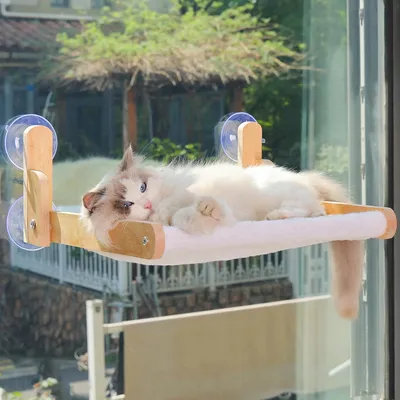 Perchoir de fenêtre pour Chat avec Cadre en Bois - Hamac lit Pliable Perchoir de fenêtre pour Chat avec Cadre en Bois - Hamac lit Pliable