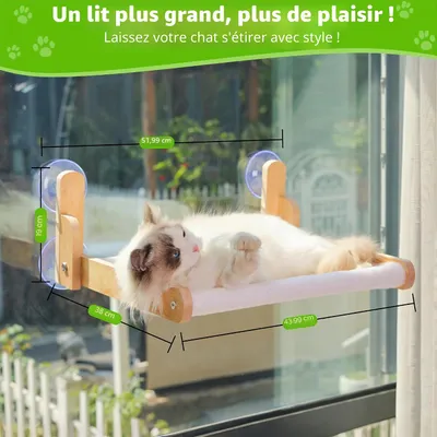 Perchoir de fenêtre pour Chat avec Cadre en Bois - Hamac lit Pliable Perchoir de fenêtre pour Chat avec Cadre en Bois - Hamac lit Pliable