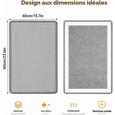 Tapis Griffoir Chat Sisal 60x40cm pour Chat Anti-Griffe Tapis Griffoir Chat Sisal 60x40cm pour Chat Anti-Griffe