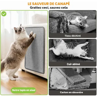 Tapis Griffoir Chat Sisal 60x40cm pour Chat Anti-Griffe Tapis Griffoir Chat Sisal 60x40cm pour Chat Anti-Griffe