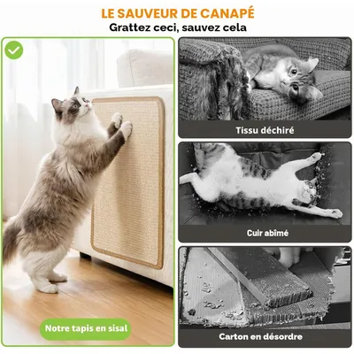 Tapis Griffoir Chat Sisal 60x40cm pour Chat Anti-Griffe Tapis Griffoir Chat Sisal 60x40cm pour Chat Anti-Griffe