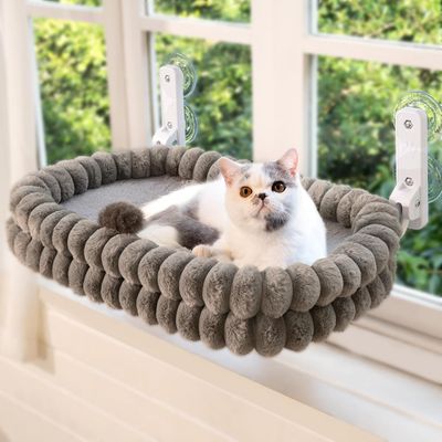 Lit pour Chat Fenêtre avec Support en Métal, Lit pour Chat Suspendu Solide