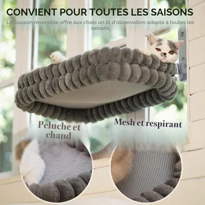 Lit pour Chat Fenêtre avec Support en Métal, Lit pour Chat Suspendu Solide Lit pour Chat Fenêtre avec Support en Métal, Lit pour Chat Suspendu Solide