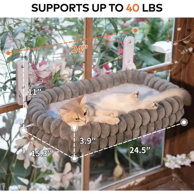 Lit pour Chat Fenêtre avec Support en Métal, Lit pour Chat Suspendu Solide Lit pour Chat Fenêtre avec Support en Métal, Lit pour Chat Suspendu Solide