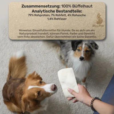 Büffelkauchips 100% Büffel Kopfhaut 10-14cm Kausnack Büffelkauchips 100% Büffel Kopfhaut 10-14cm Kausnack