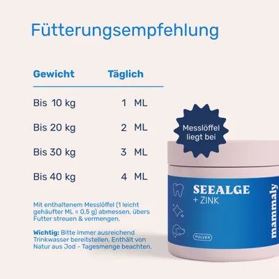 mammaly - Seealge & Zink Pulver für Hunde