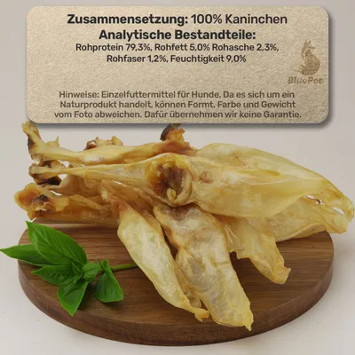 Kaninchen-Ohren ohne Fell  10-12 Stück - Schonend getrockneter Kauartikel