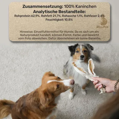 Kaninchenohren mit Fell 8-10 Stück - Natürlicher Hundesnack getrocknet Kaninchenohren mit Fell 8-10 Stück - Natürlicher Hundesnack getrocknet
