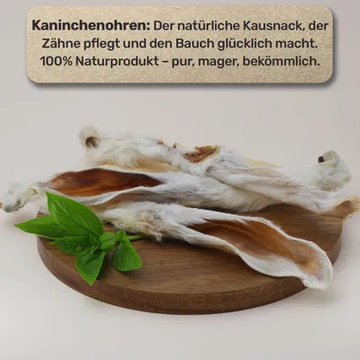 Kaninchenohren mit Fell 8-10 Stück - Natürlicher Hundesnack getrocknet Kaninchenohren mit Fell 8-10 Stück - Natürlicher Hundesnack getrocknet