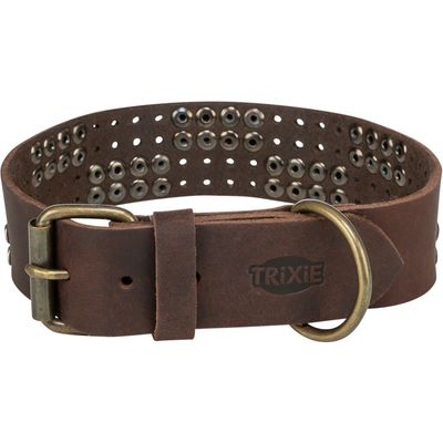TRIXIE Rustic Fettleder-Halsband Nieten, extra breit