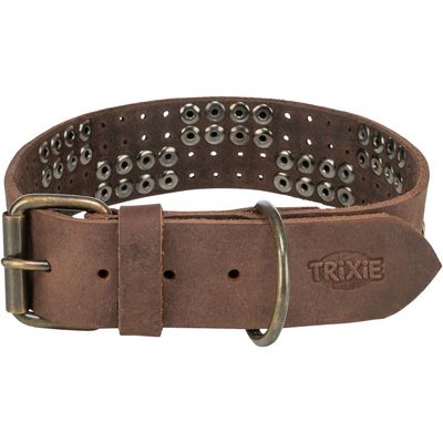 TRIXIE Rustic Fettleder-Halsband Nieten, extra breit