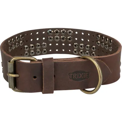 TRIXIE Rustic Fettleder-Halsband Nieten, extra breit