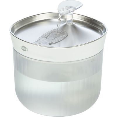 TRIXIE Aqua Clear runder Trinkbrunnen für Hunde mit Edelstahltrinkschale