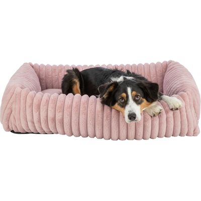 TRIXIE Eckiges Hundebett Lonni aus Plüsch mit Rand in Breitcord-Optik