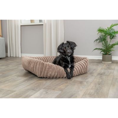 TRIXIE Eckiges Hundebett Lonni aus Plüsch mit Rand in Breitcord-Optik