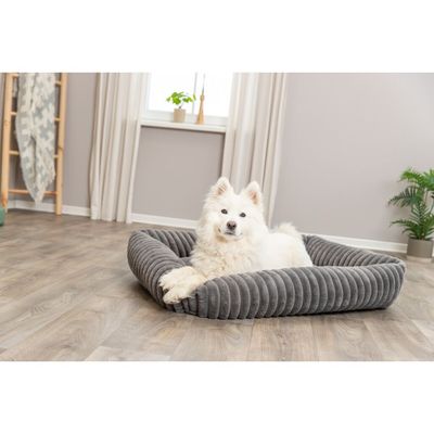 TRIXIE Eckiges Hundebett Lonni aus Plüsch mit Rand in Breitcord-Optik