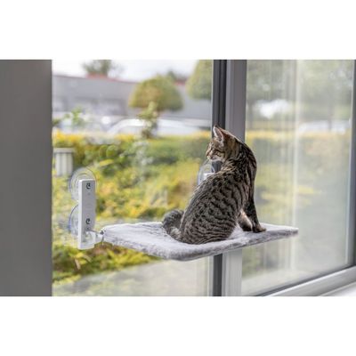 TRIXIE Fenster-Liegeplatz für Katzen mit Saugnäpfen und Wendebezug