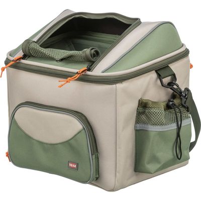 TRIXIE Hundefahrradkorb vorne mit Außentaschen und Schultergurt, beige/grün