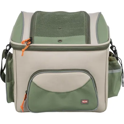 TRIXIE Hundefahrradkorb vorne mit Außentaschen und Schultergurt, beige/grün