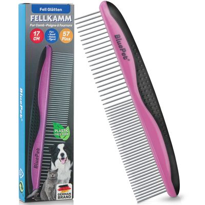 Fellkamm mit gummiertem Griff 17cm