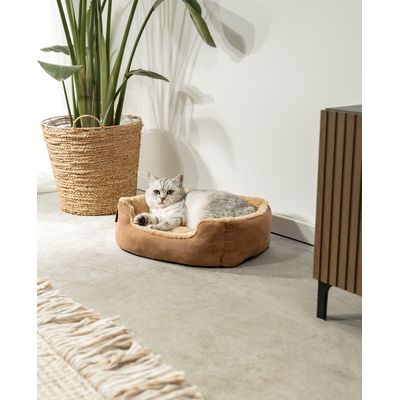 lionto panier pour chat avec coussin réversible et entrée basse