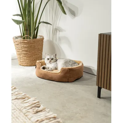 lionto Katzenbett mit Wendekissen, niedrigem Einstieg & rutschfestem Boden