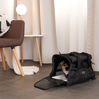 lionto Katzentransporttasche faltbar mit Mesh und Schultergurt
